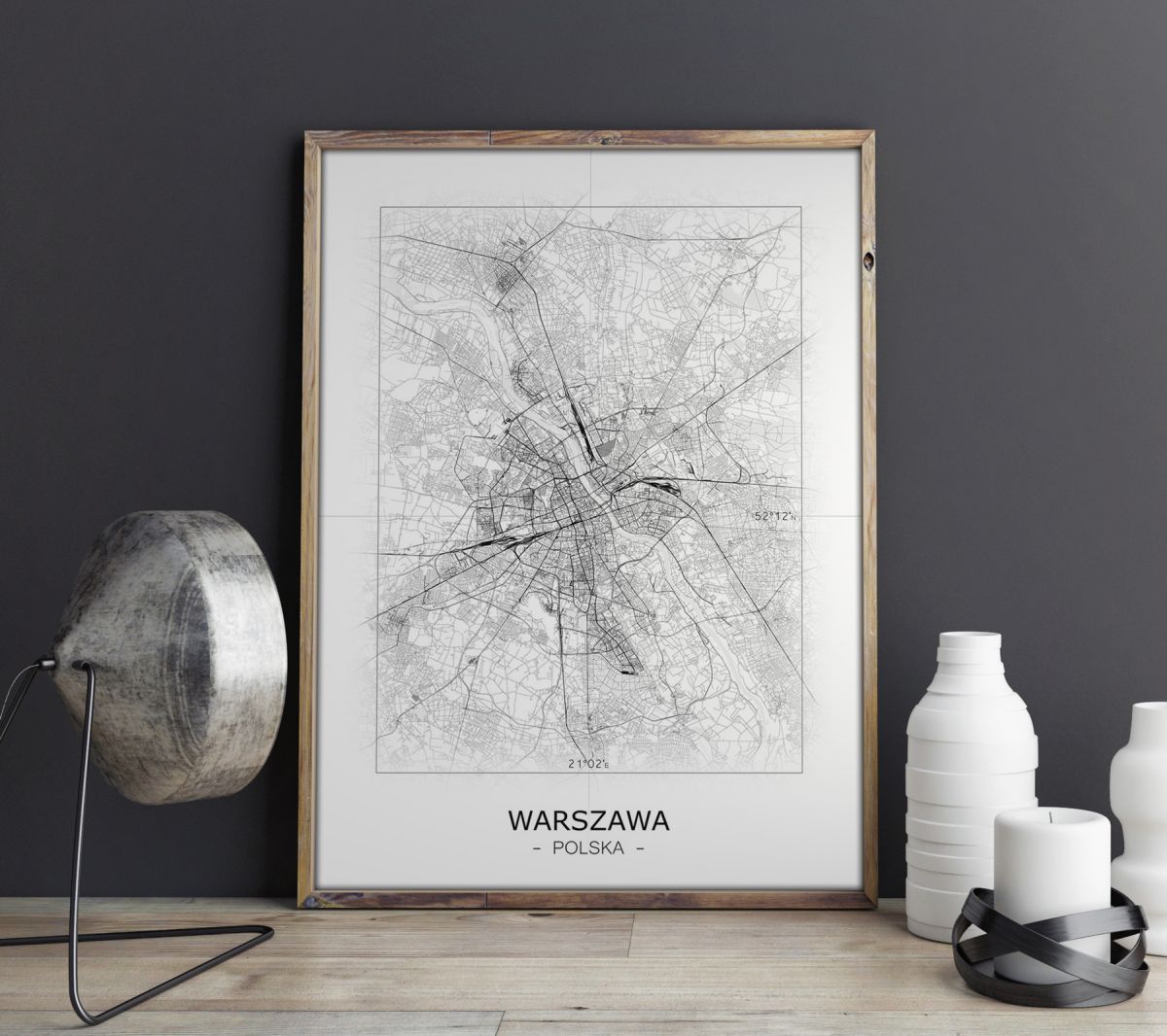 Kraków - Czarno-biała mapa 40x50 cm