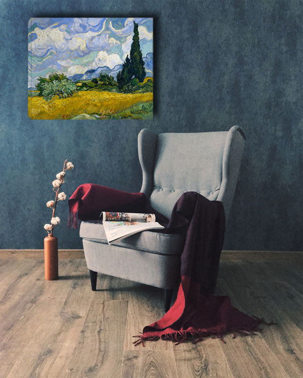 Pole pszenicy z cyprysami - Vincent van Gogh - obraz na płótnie 40x30 cm