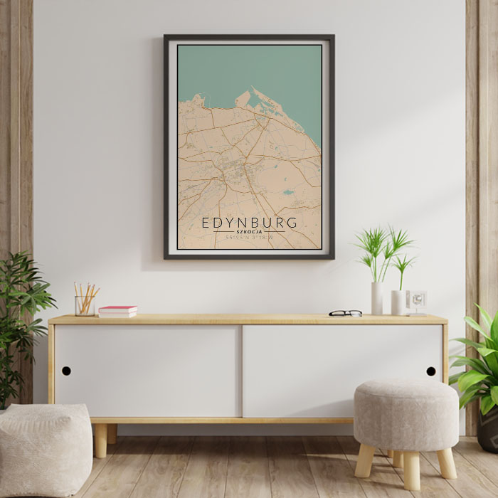 Edynburg mapa kolorowa - plakat - Galeria Plakatu
