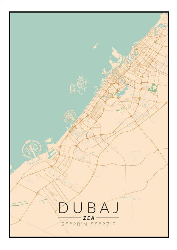 Dubaj mapa kolorowa - plakat 40x50 cm