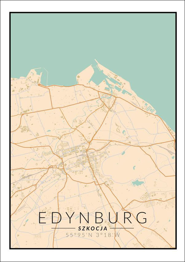 Edynburg mapa kolorowa - plakat 30x40 cm