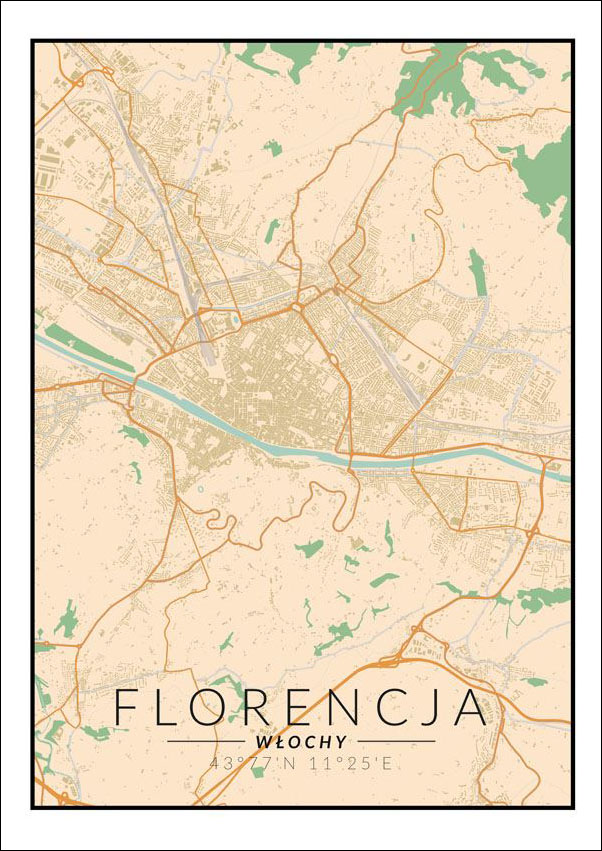 Florencja mapa kolorowa - plakat 30x40 cm