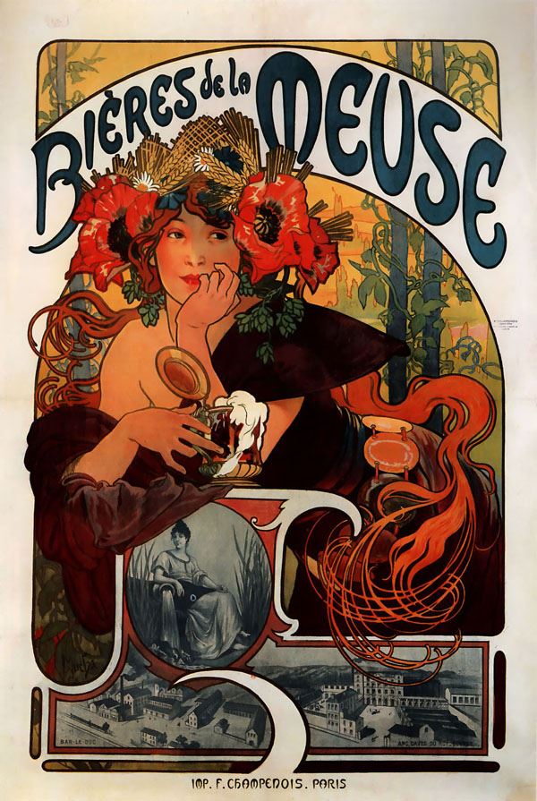Bières de la Meuse, Alphonse Maria Mucha - plakat 59,4x84,1 cm