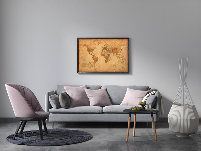 Mapa Świata w starym stylu - plakat 91,5x61 cm