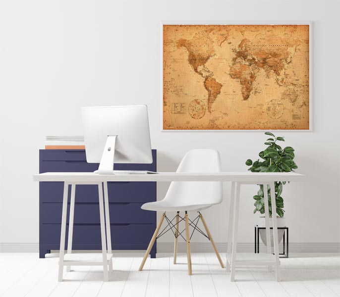 Mapa Świata w starym stylu - plakat 91,5x61 cm