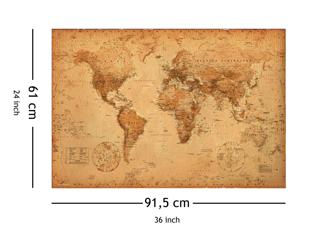 Mapa Świata w starym stylu - plakat 91,5x61 cm