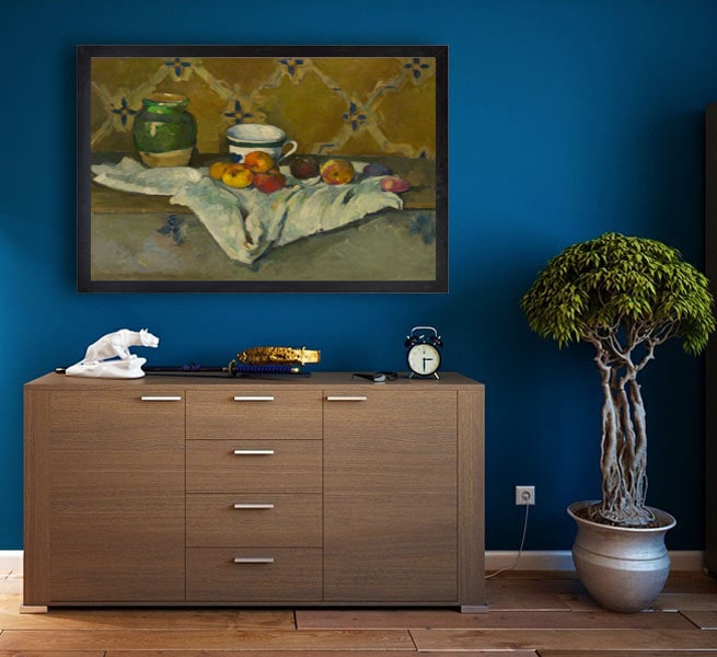 Still Life with Jar, Cup, and Apples, Paul Cézanne - plakat 60x40 cm