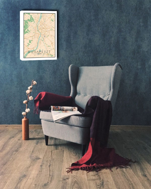 Budapeszt mapa kolorowa - obraz na płótnie 60x80 cm