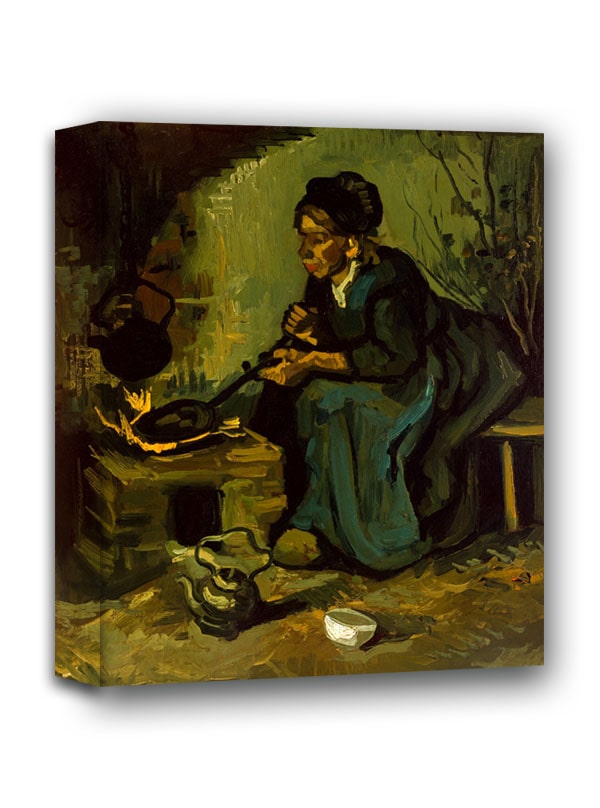 Peasant Woman Cooking by a Fireplace, Vincent van Gogh - obraz na płótnie 40x50 cm