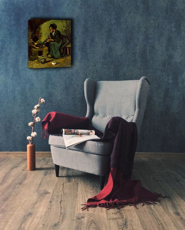 Peasant Woman Cooking by a Fireplace, Vincent van Gogh - obraz na płótnie 40x50 cm