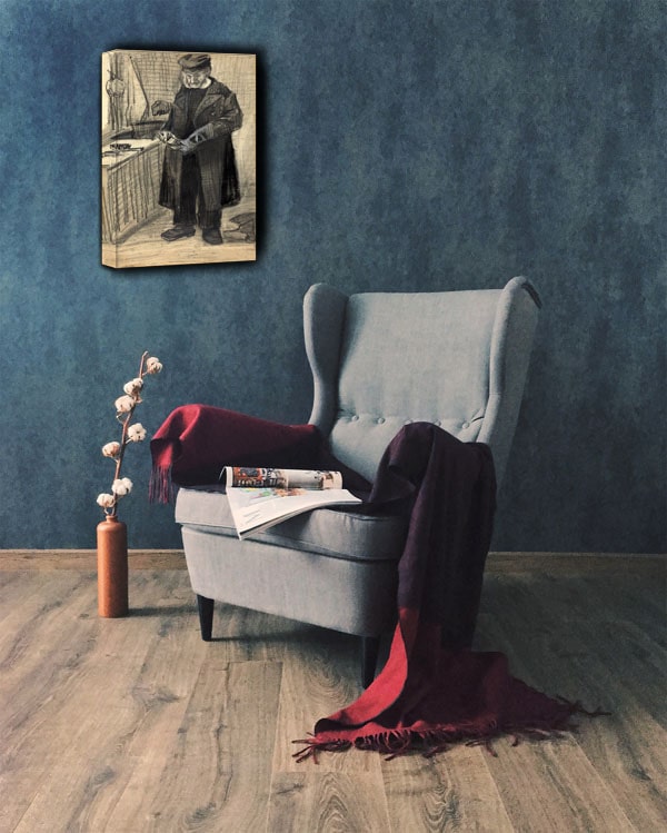 Man Polishing a Boot, Vincent van Gogh - obraz na płótnie 50x70 cm