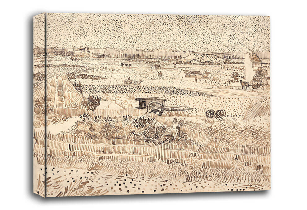 Harvest The Plain of La Crau, Vincent van Gogh - obraz na płótnie 30x20 cm