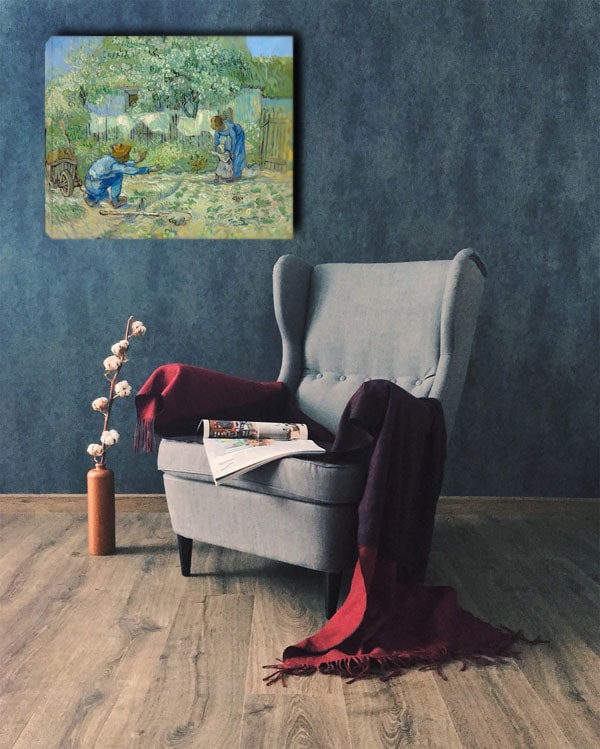 First Steps, after Millet, Vincent van Gogh - obraz na płótnie 100x70 cm