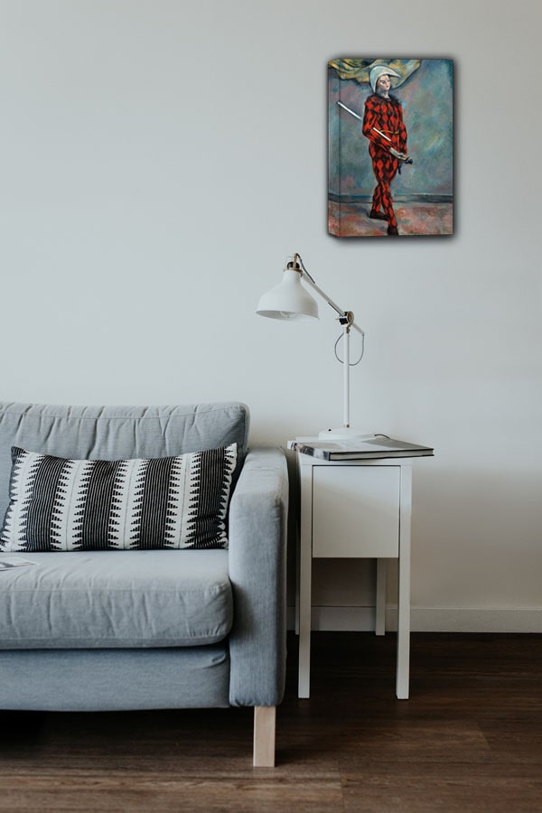 Harlequin, Paul Cézanne - obraz na płótnie 20x30 cm