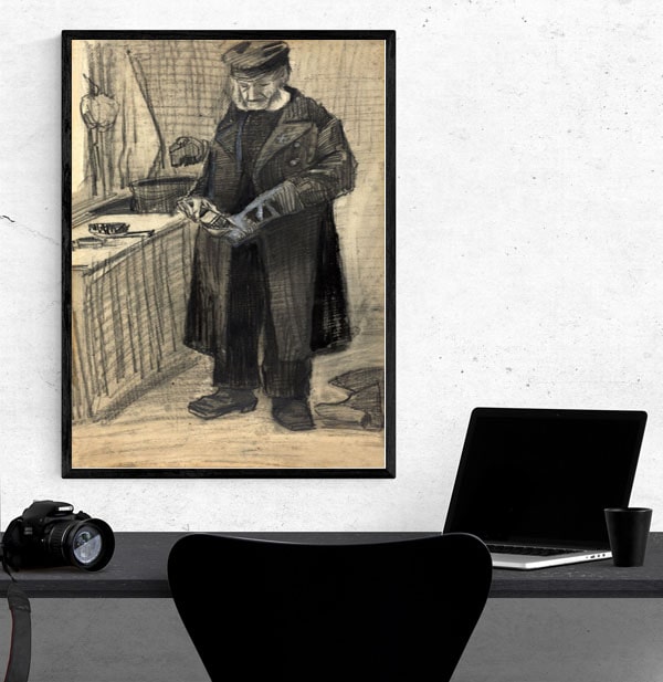 Man Polishing a Boot, Vincent van Gogh - plakat 21x29,7 cm