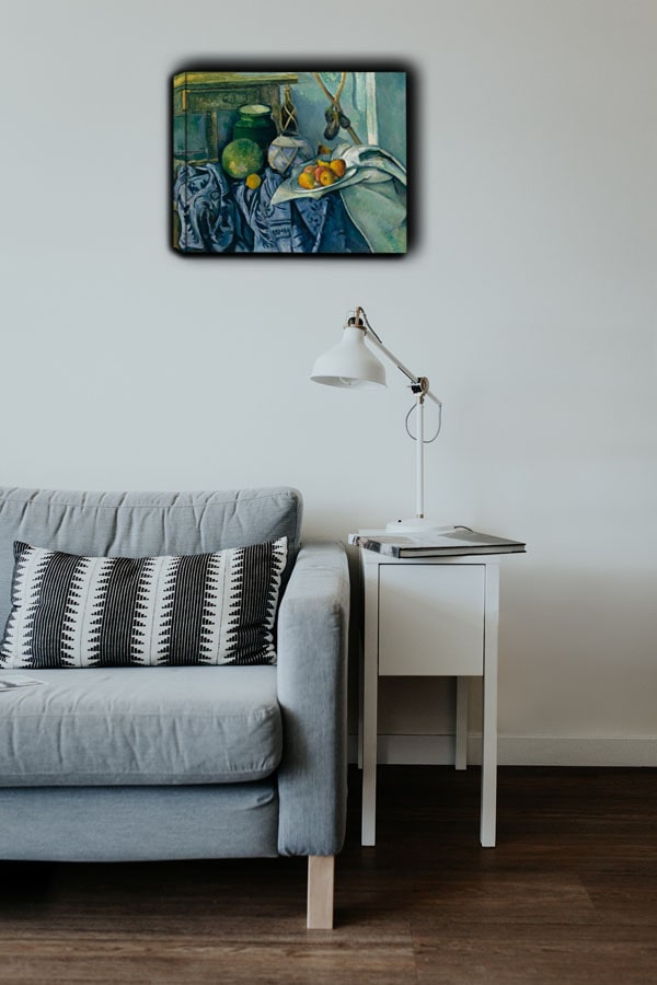 Still Life with a Ginger Jar and Eggplants, Paul Cézanne - obraz na płótnie 90x60 cm