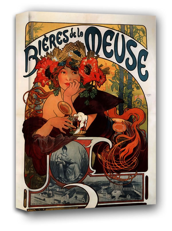Bières de la Meuse, Alphonse Maria Mucha - obraz na płótnie 70x100 cm