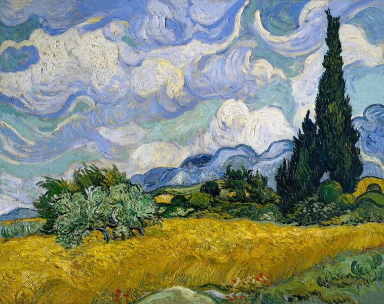 Pole pszenicy z cyprysami, Vincent van Gogh - plakat 59,4x42 cm