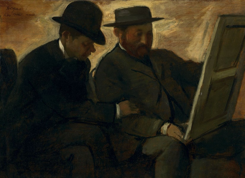 Paul Lafond and Alphonse Cherfils Examining a Painting, Edgar Degas - plakat 50x40 cm