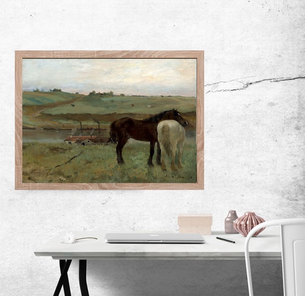 Horses in a Meadow, Edgar Degas - plakat 100x70 cm