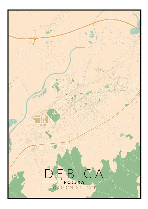 Dębica mapa kolorowa - plakat 61x91,5 cm