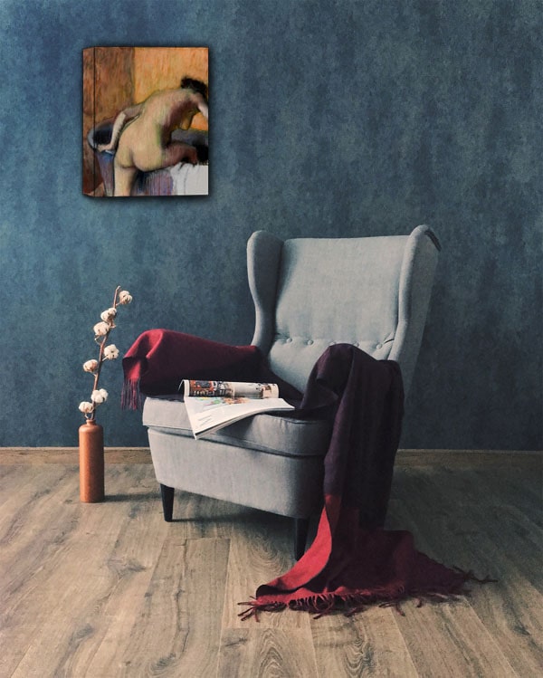 Bather Stepping into a Tub, Edgar Degas - obraz na płótnie 30x40 cm