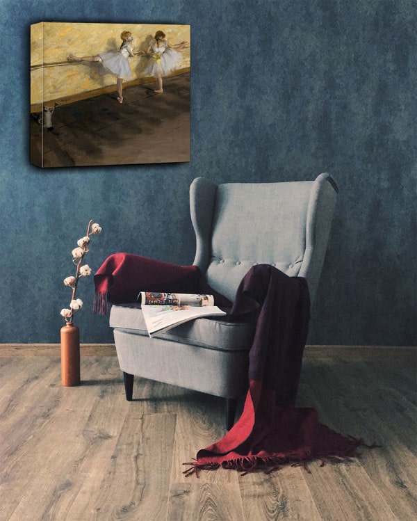 Dancers Practicing at the Barre, Edgar Degas - obraz na płótnie 30x30 cm