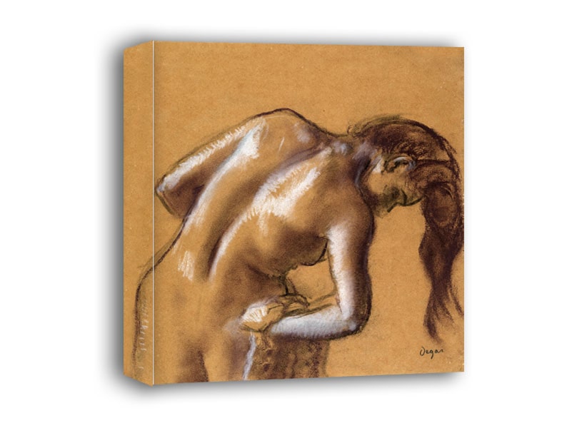 Bather Drying Herself, Edgar Degas - obraz na płótnie 30x30 cm