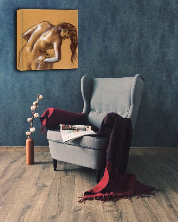 Bather Drying Herself, Edgar Degas - obraz na płótnie 30x30 cm