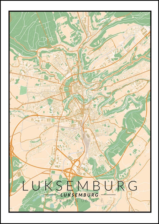 Luksemburg mapa kolorowa - plakat 20x30 cm