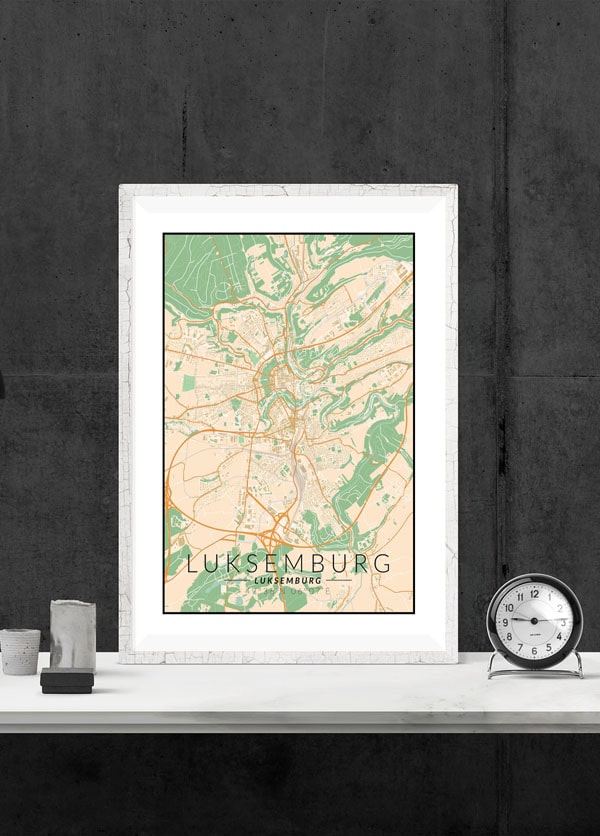 Luksemburg mapa kolorowa - plakat 20x30 cm