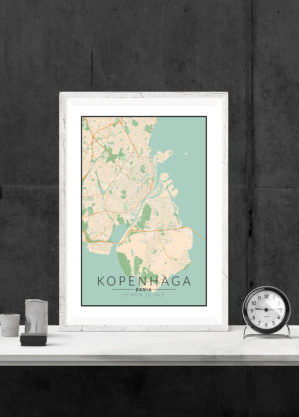 Kopenhaga mapa kolorowa - plakat 50x70 cm