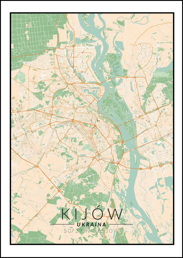 Kijów mapa kolorowa - plakat 42x59,4 cm