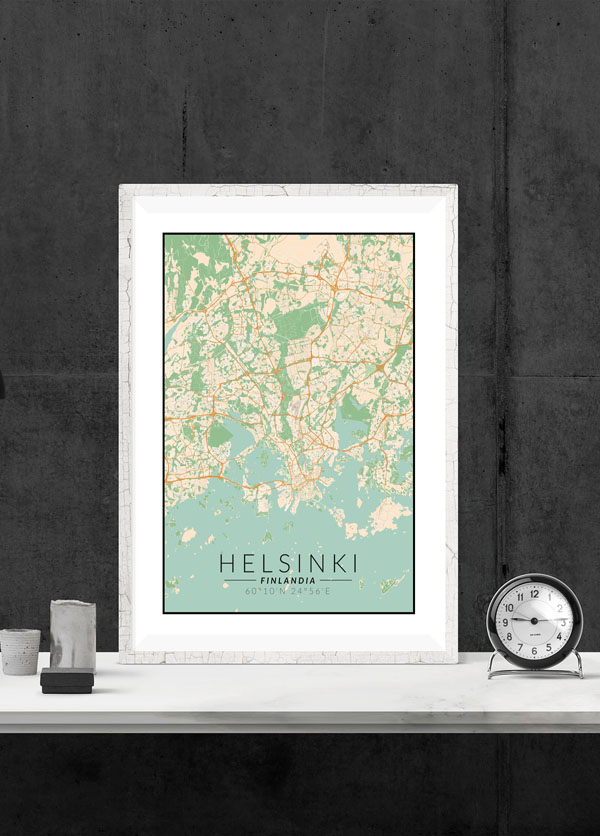 Helsinki mapa kolorowa - plakat 40x50 cm