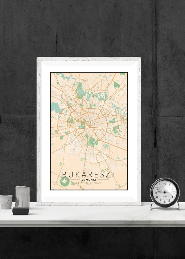 Bukareszt mapa kolorowa - plakat 20x30 cm