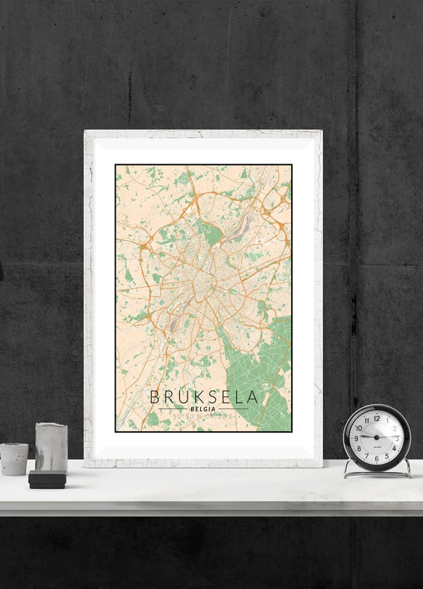 Bruksela mapa kolorowa - plakat 60x80 cm