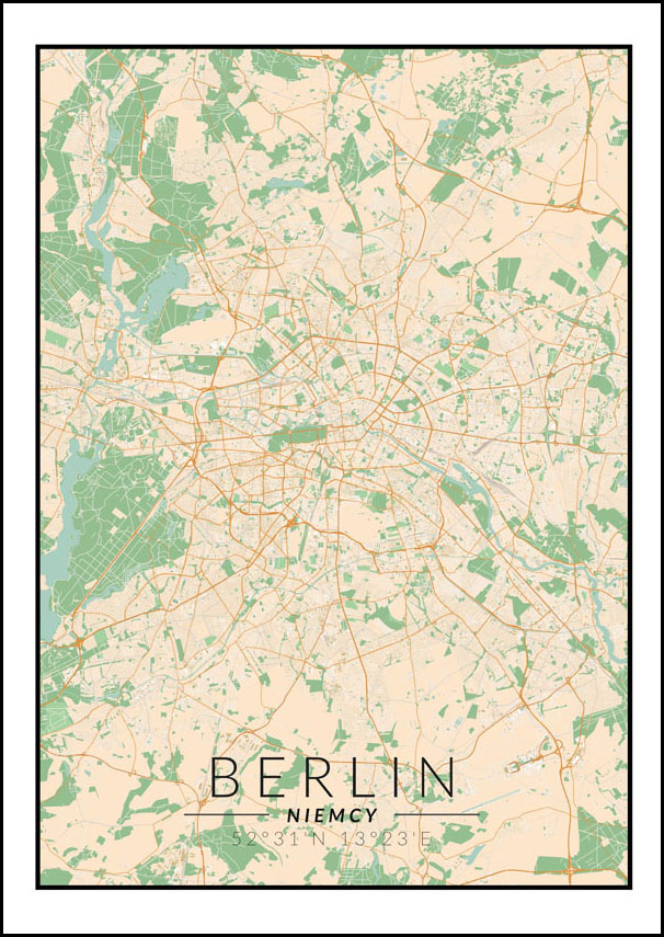Berlin mapa kolorowa - plakat 50x70 cm