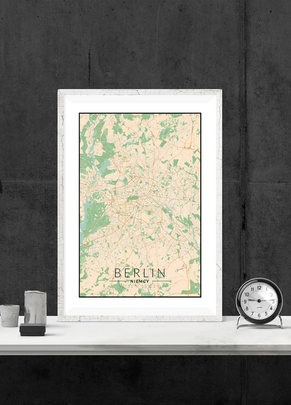 Berlin mapa kolorowa - plakat 50x70 cm