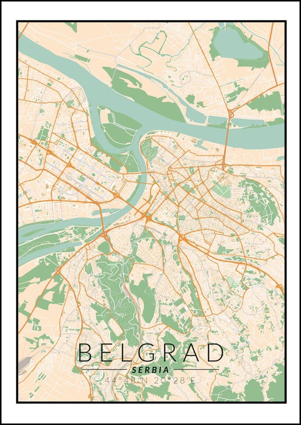 Belgrad mapa kolorowa - plakat 60x80 cm