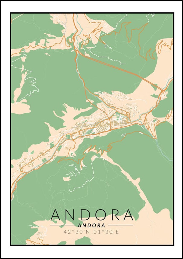 Andora mapa kolorowa - plakat 61x91,5 cm