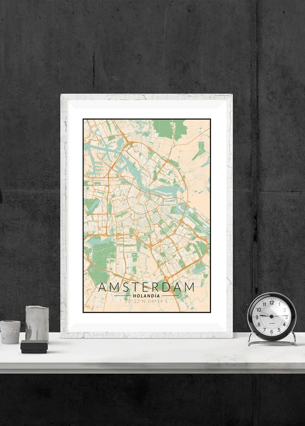 Amsterdam mapa kolorowa - plakat 42x59,4 cm