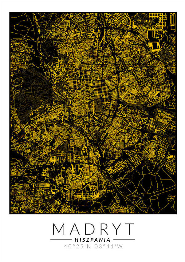 Madryt złota mapa - plakat 40x60 cm