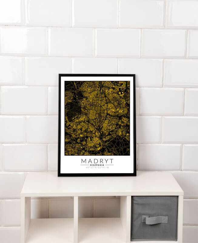 Madryt złota mapa - plakat 40x60 cm