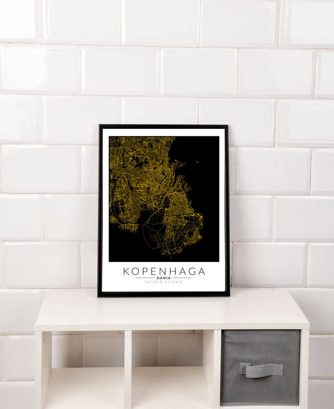 Kopenhaga złota mapa - plakat 50x70 cm