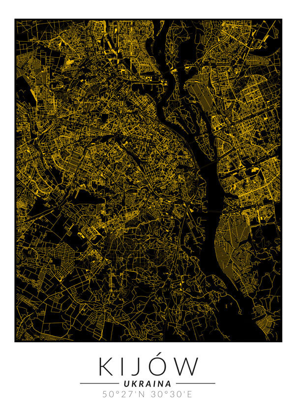 Kijów złota mapa - plakat 42x59,4 cm