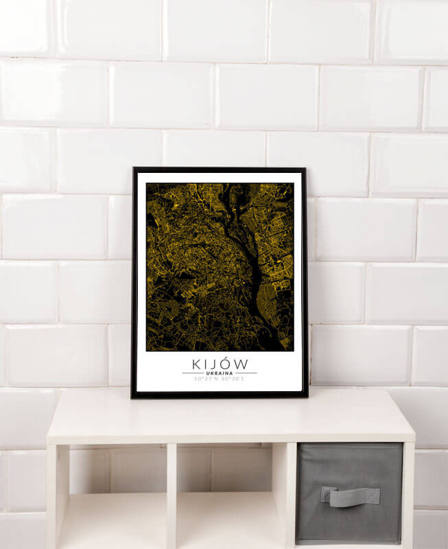 Kijów złota mapa - plakat 42x59,4 cm