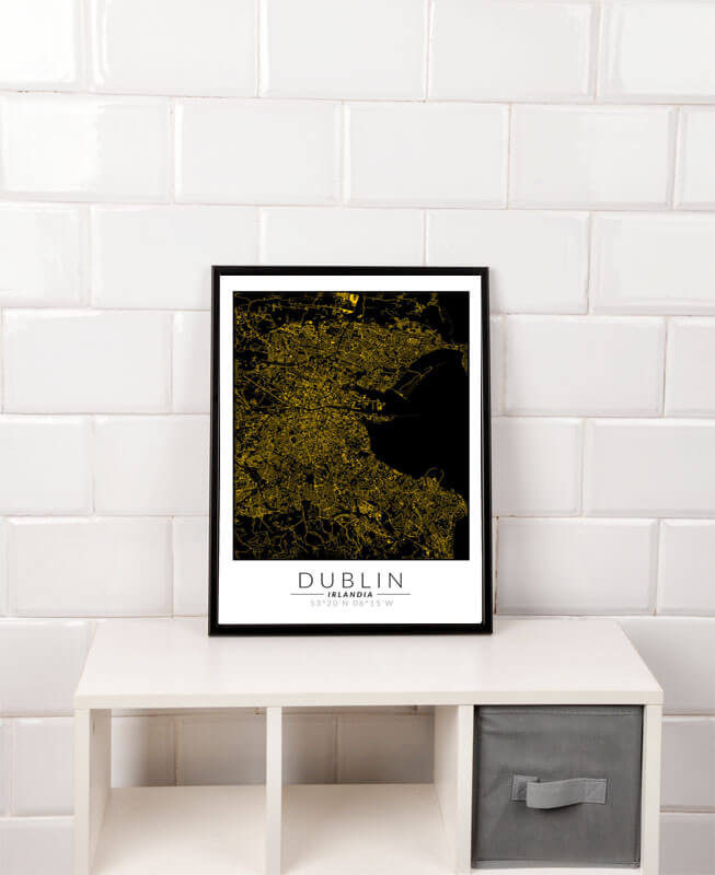 Dublin złota mapa - plakat 29,7x42 cm