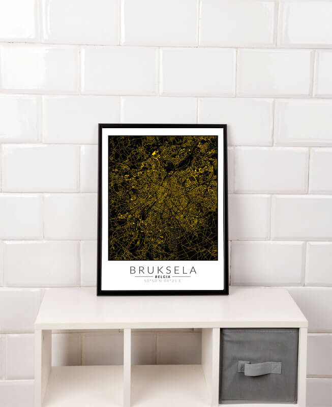 Bruksela złota mapa - plakat 30x40 cm