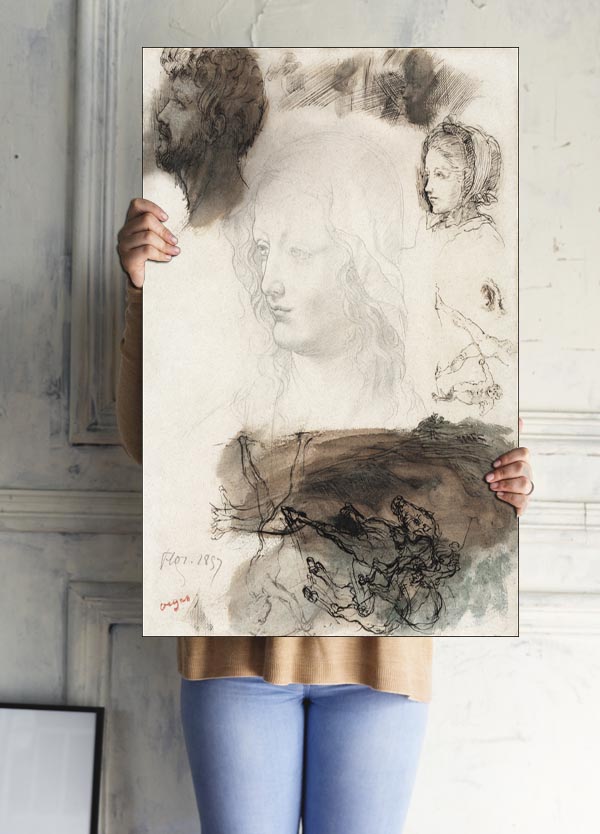 Sheet of Studies and Sketches, Edgar Degas - plakat 61x91,5 cm