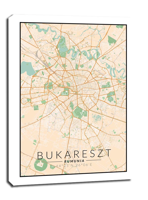 Bukareszt mapa kolorowa - obraz na płótnie 20x30 cm
